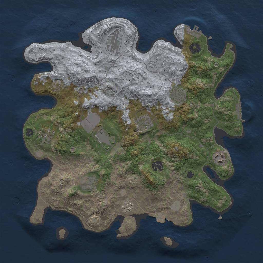 Rust Map: Procedural Map, Size: 3500, Seed: 763505282, 16 Monuments
