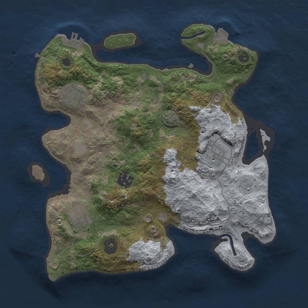 Rust Map: Procedural Map, Size: 3000, Seed: 698488432, 11 Monuments