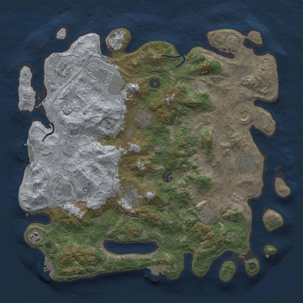 Rust Map: Procedural Map, Size: 4250, Seed: 1410989341, 19 Monuments