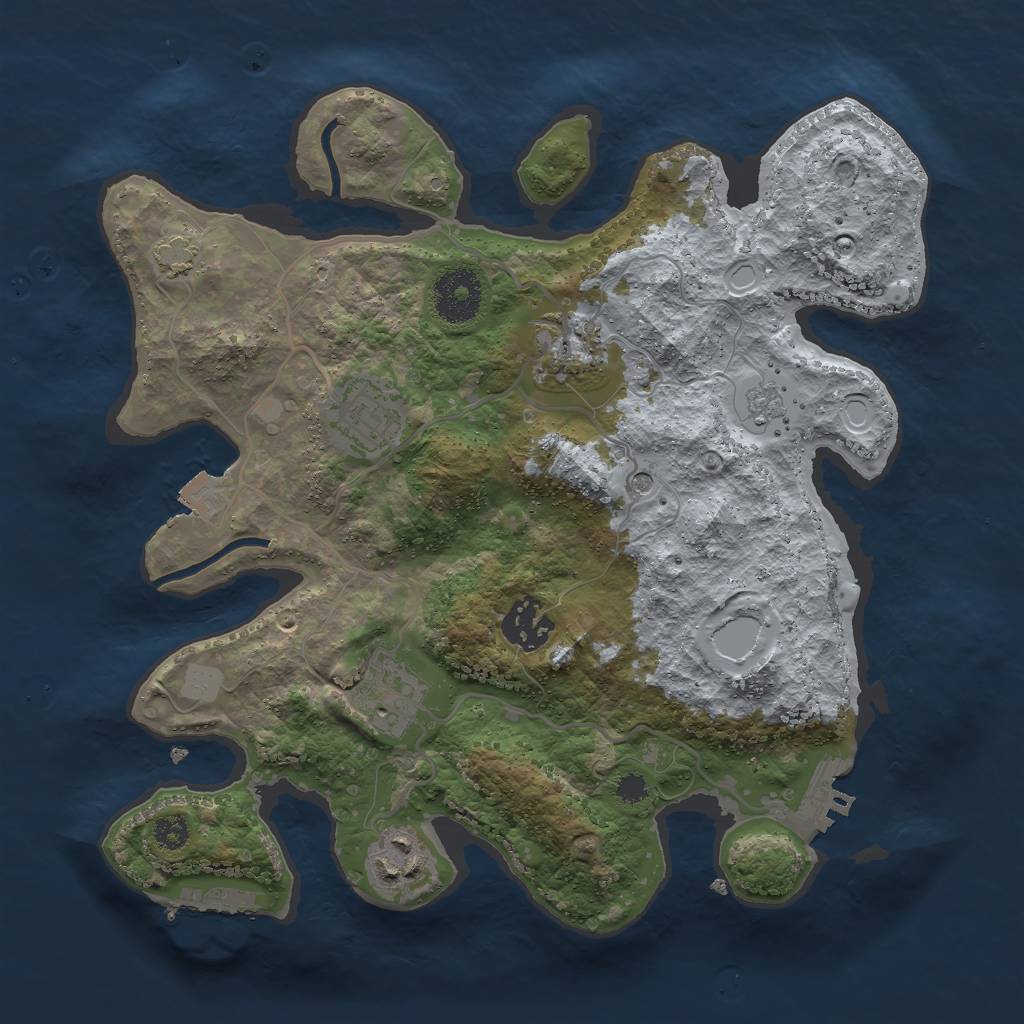 Rust Map: Procedural Map, Size: 3000, Seed: 1228780371, 13 Monuments