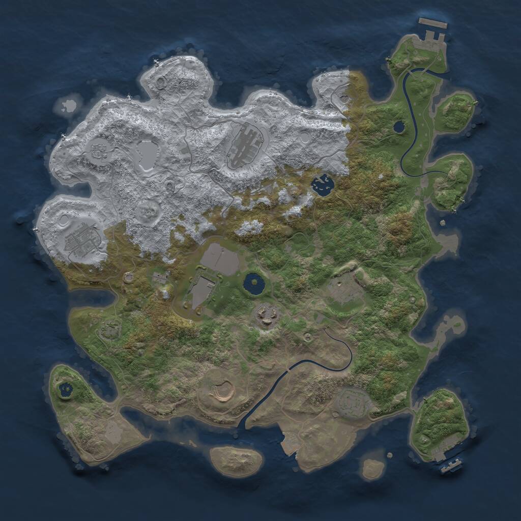 Rust Map: Procedural Map, Size: 3700, Seed: 74057184, 14 Monuments