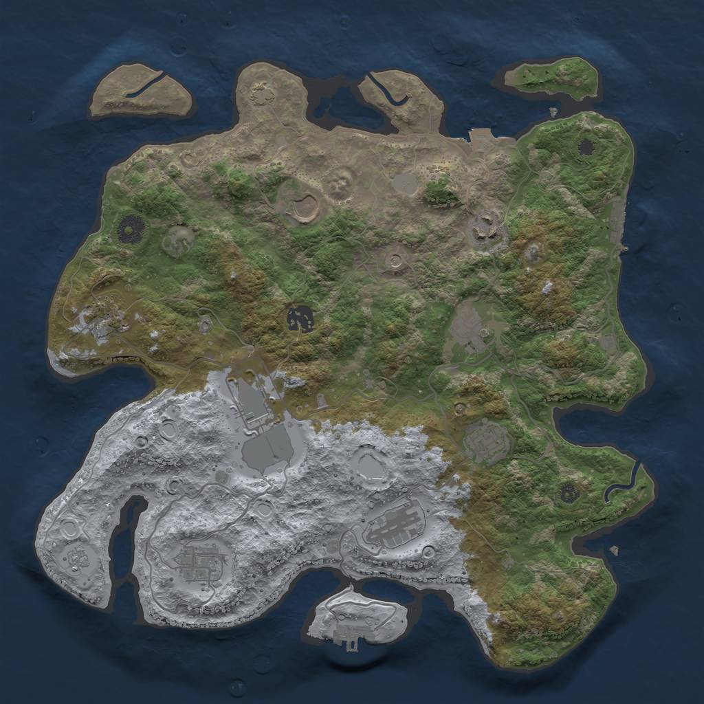 Rust Map: Procedural Map, Size: 3700, Seed: 2851645, 17 Monuments