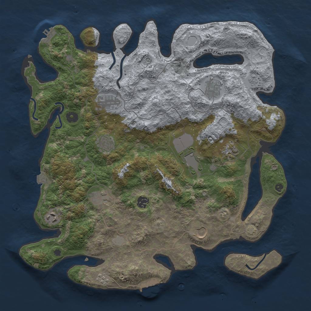 Rust Map: Procedural Map, Size: 4000, Seed: 1295182749, 18 Monuments