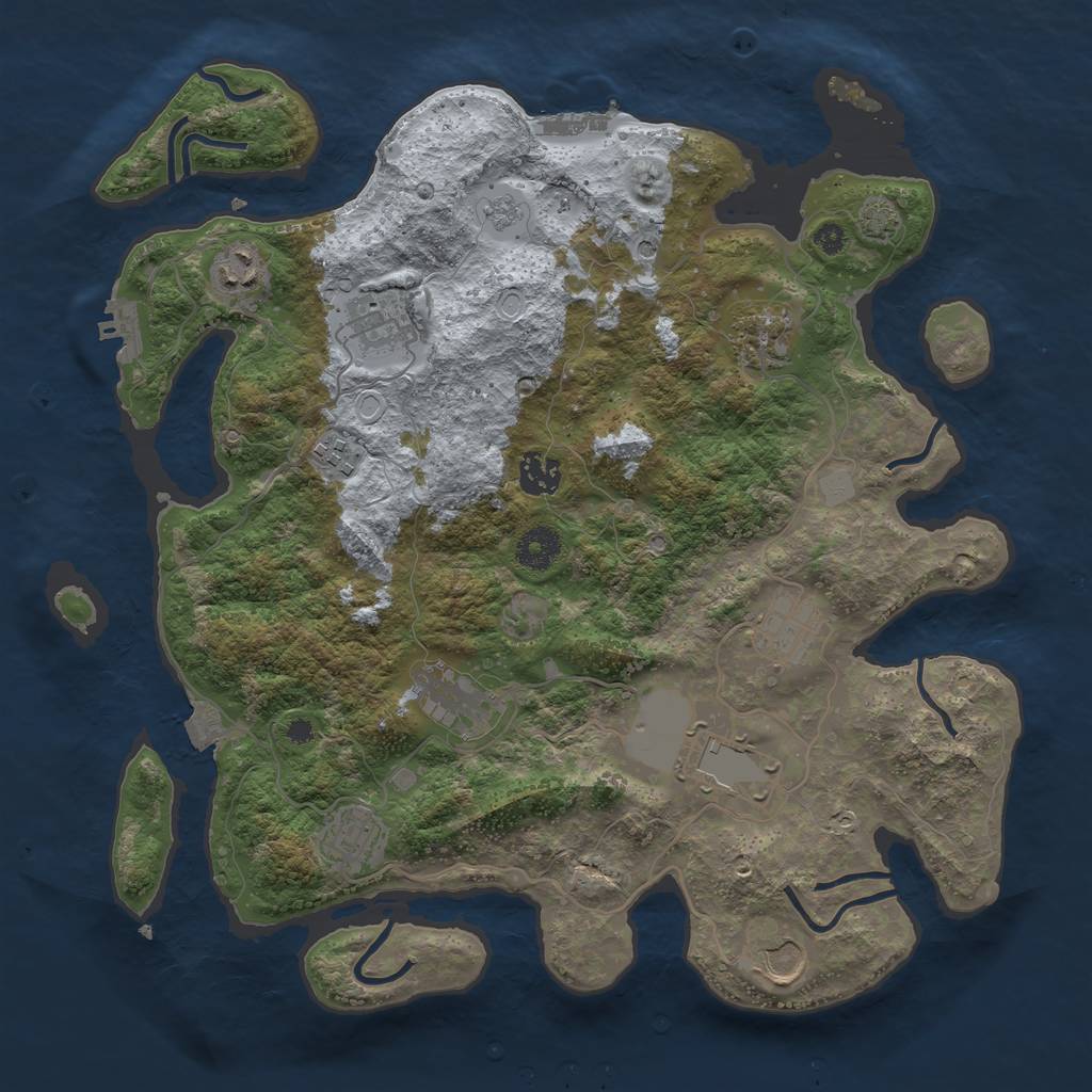 Rust Map: Procedural Map, Size: 3700, Seed: 8115123, 18 Monuments