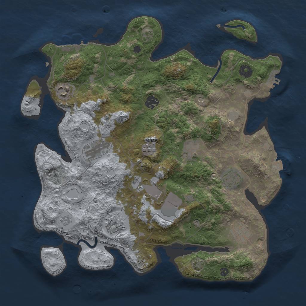 Rust Map: Procedural Map, Size: 3500, Seed: 547795017, 17 Monuments