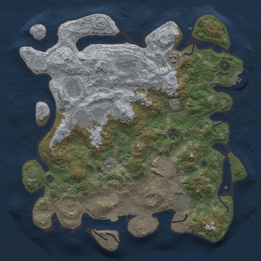 Rust Map: Procedural Map, Size: 3850, Seed: 37978762, 16 Monuments