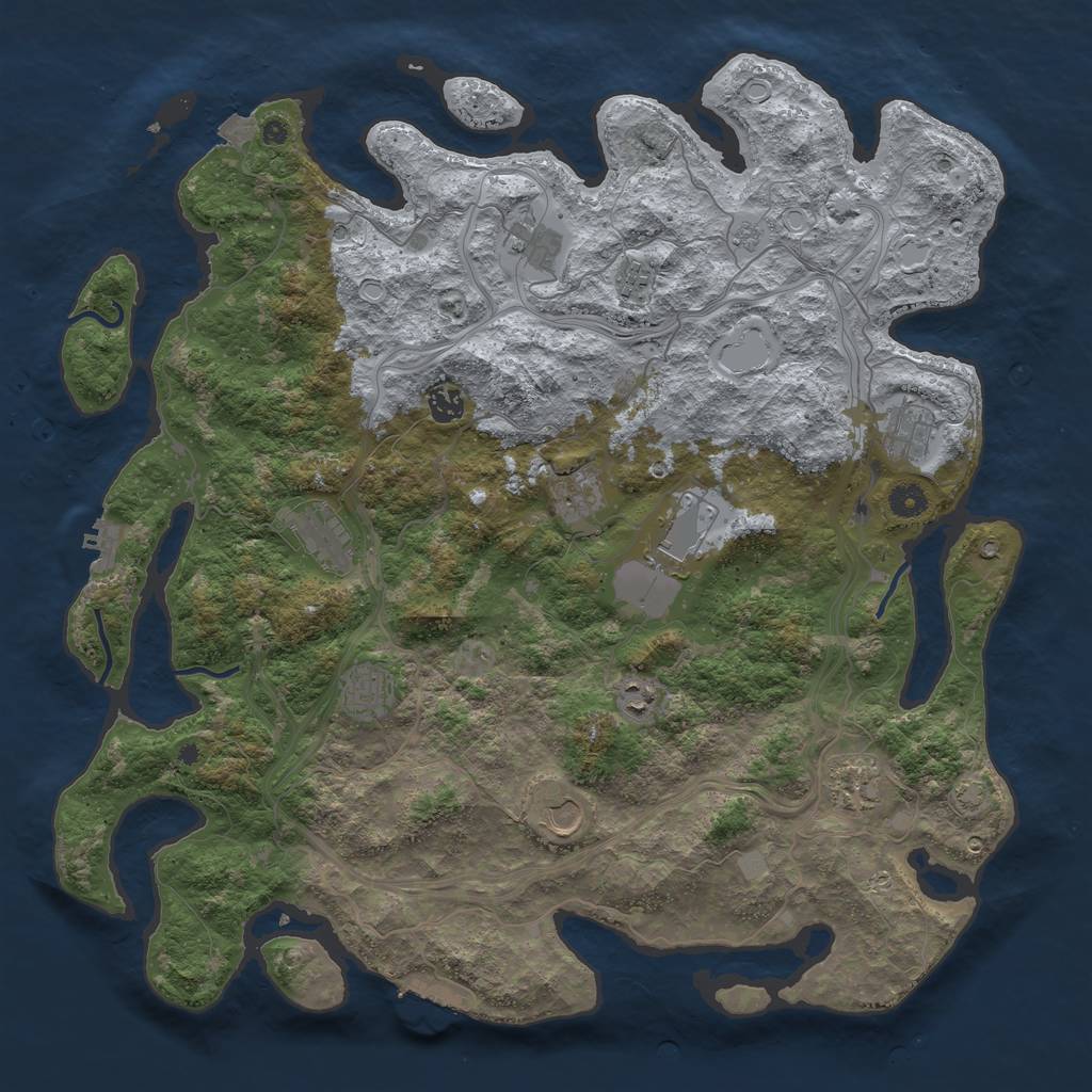 Rust Map: Procedural Map, Size: 4500, Seed: 1267399936, 19 Monuments