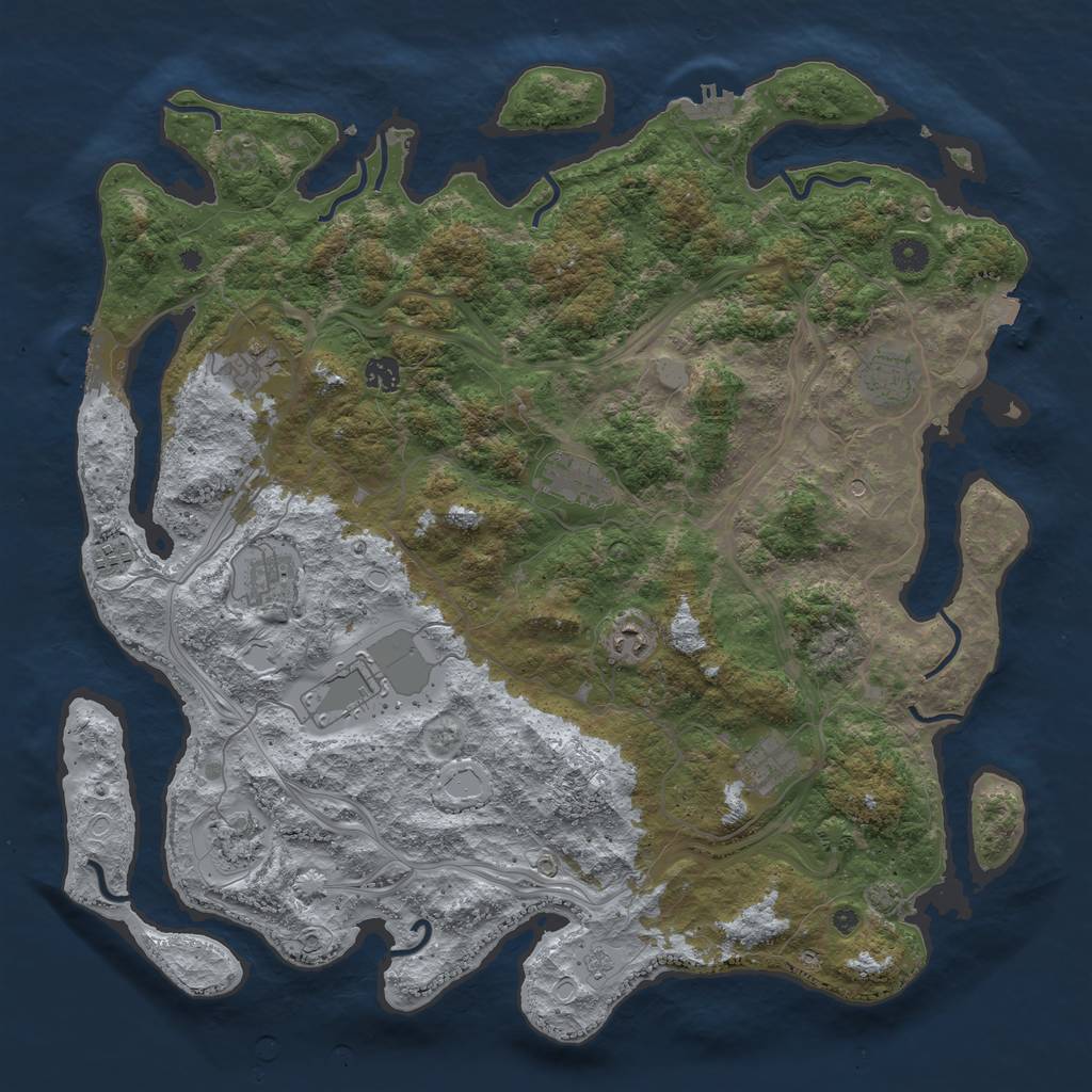 Rust Map: Procedural Map, Size: 4500, Seed: 1017852649, 18 Monuments