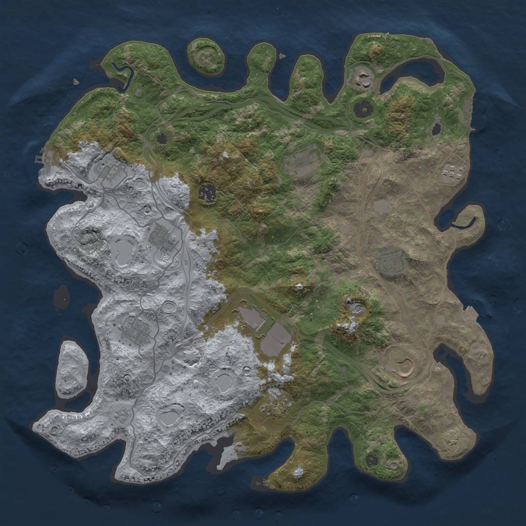 Rust Map: Procedural Map, Size: 4250, Seed: 842622820, 19 Monuments