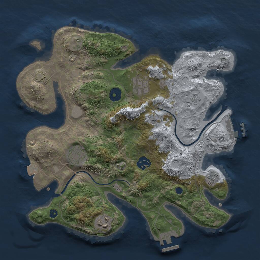 Rust Map: Procedural Map, Size: 3000, Seed: 1367617158, 11 Monuments