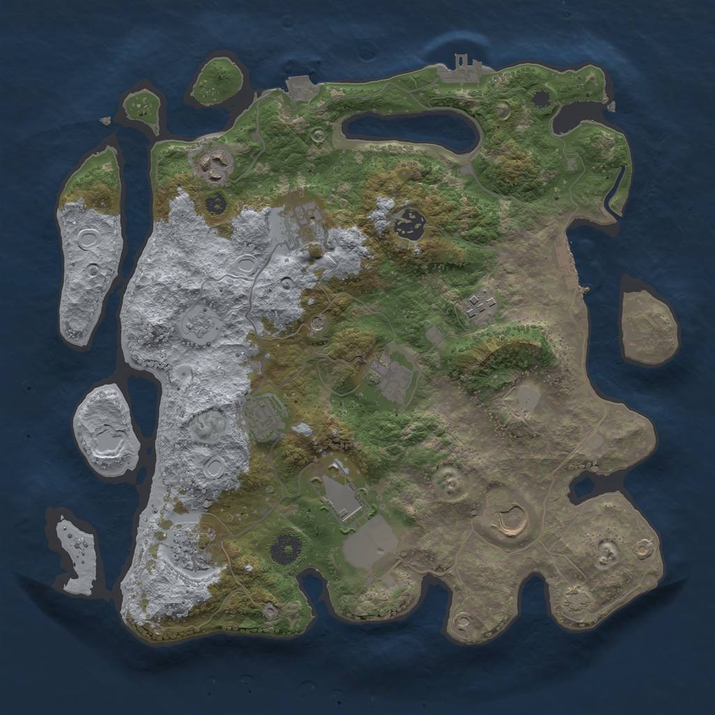 Rust Map: Procedural Map, Size: 3500, Seed: 1044863429, 17 Monuments