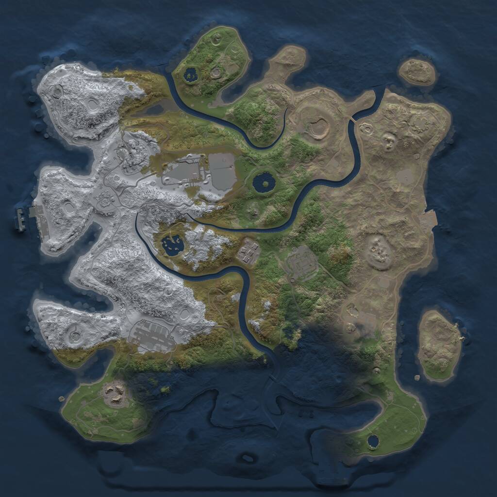 Rust Map: Procedural Map, Size: 3500, Seed: 1127350985, 15 Monuments