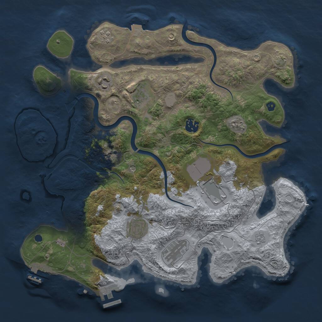Rust Map: Procedural Map, Size: 3500, Seed: 741943821, 13 Monuments