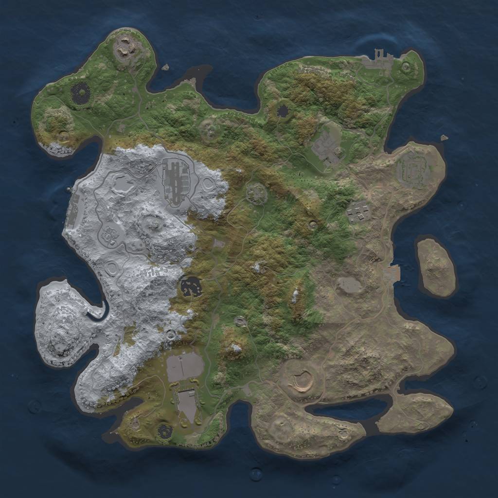 Rust Map: Procedural Map, Size: 3500, Seed: 6915086, 15 Monuments