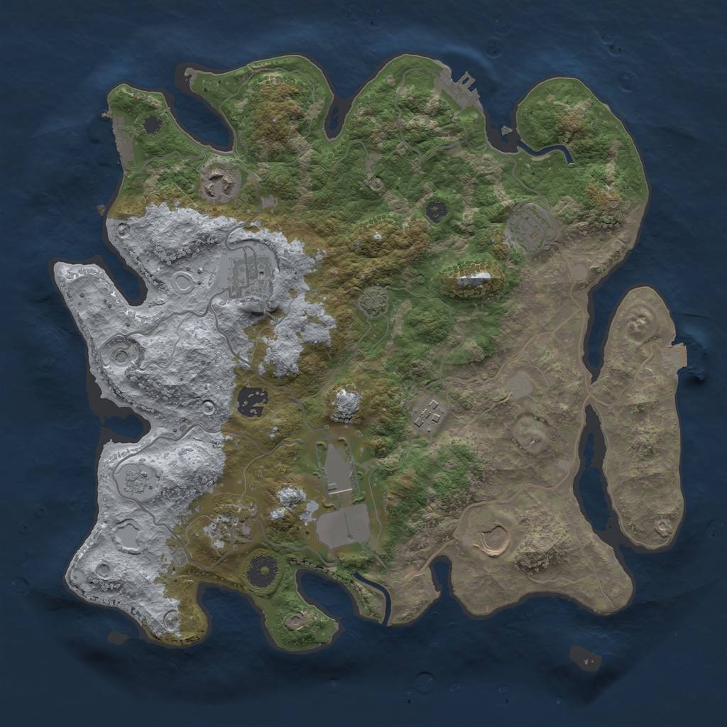 Rust Map: Procedural Map, Size: 3500, Seed: 1088180936, 16 Monuments