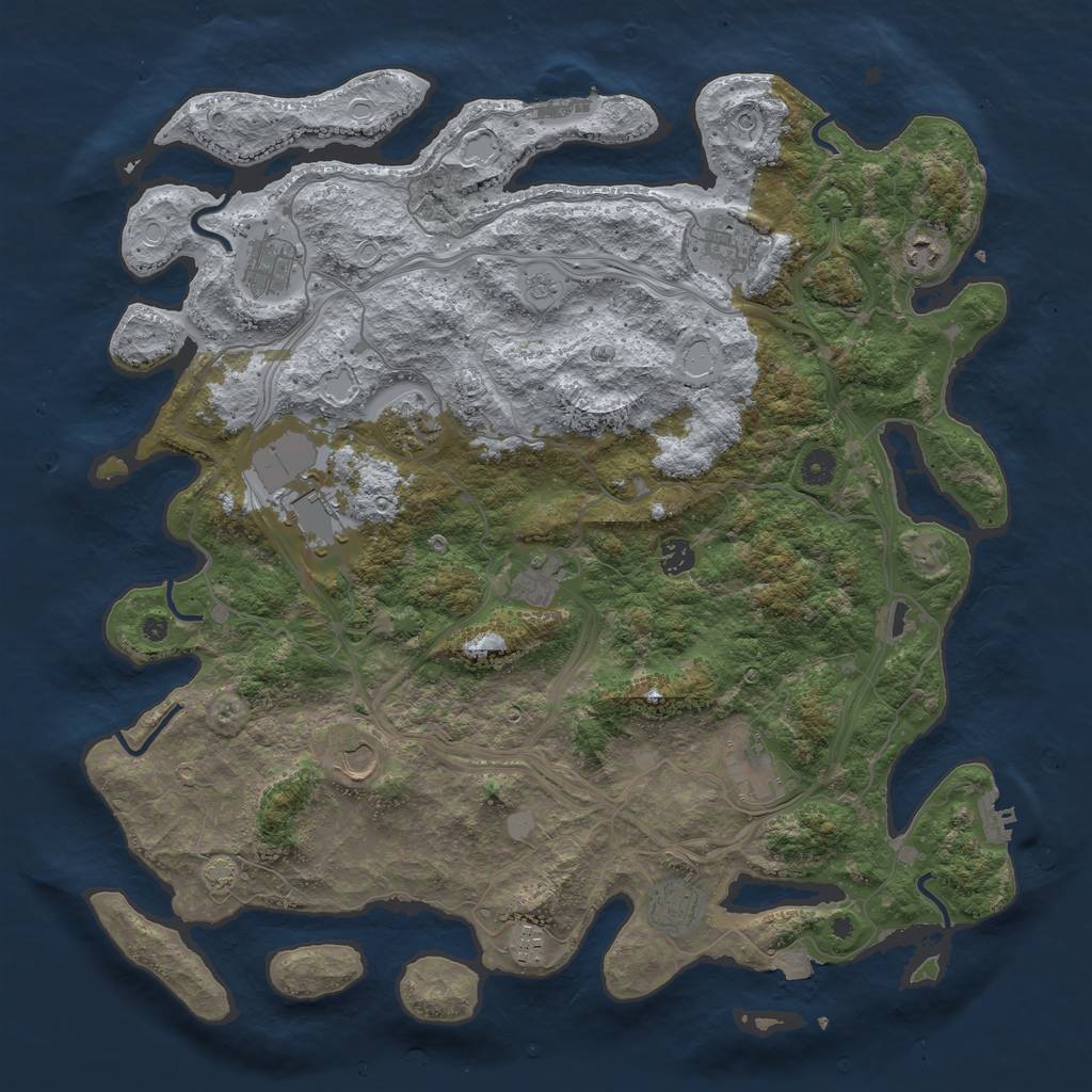 Rust Map: Procedural Map, Size: 4500, Seed: 878213857, 19 Monuments
