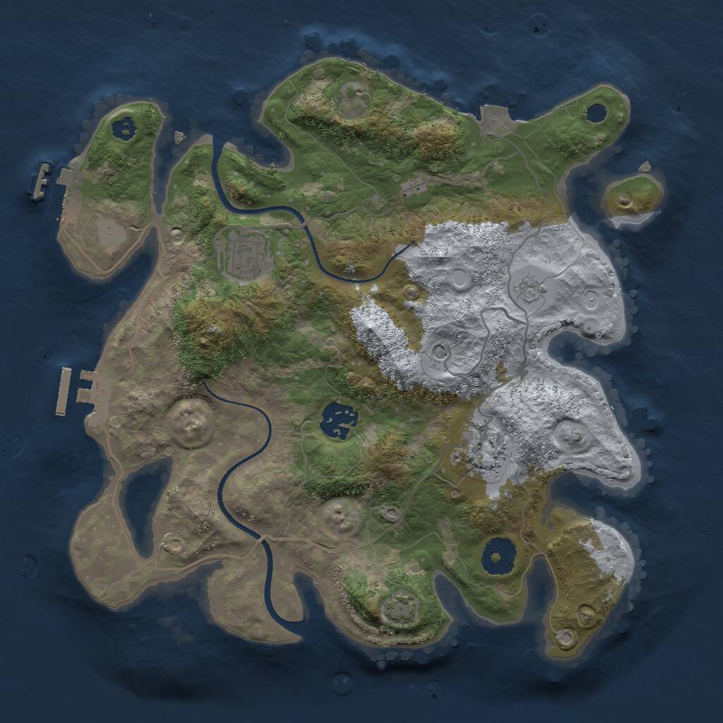 Rust Map: Procedural Map, Size: 3000, Seed: 19581, 9 Monuments