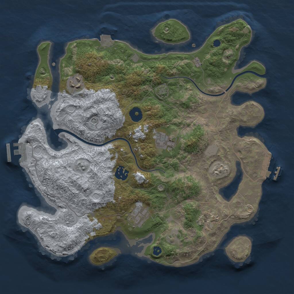 Rust Map: Procedural Map, Size: 3250, Seed: 7675788, 11 Monuments