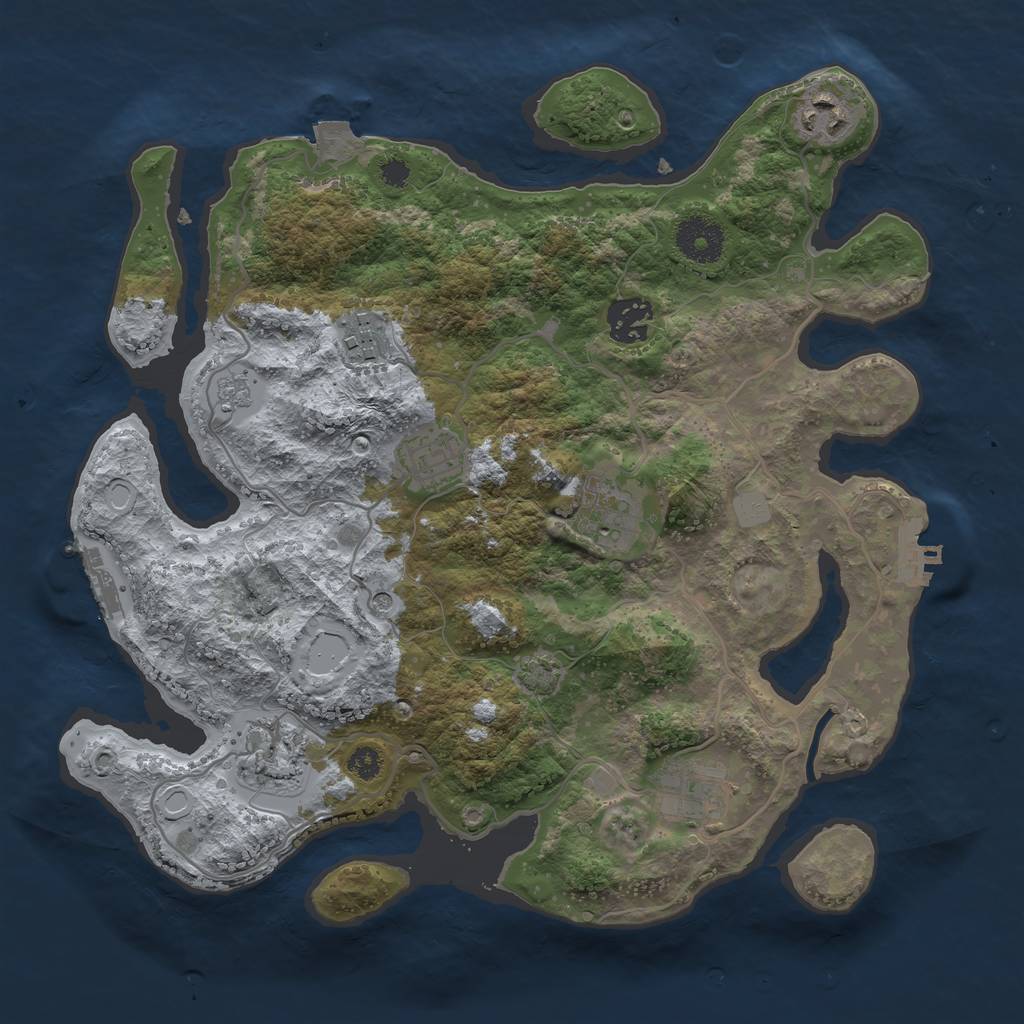 Rust Map: Procedural Map, Size: 3250, Seed: 7675788, 15 Monuments