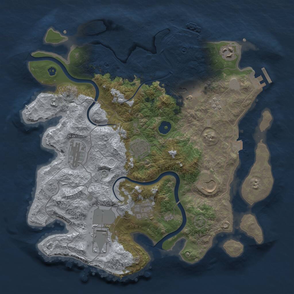 Rust Map: Procedural Map, Size: 3500, Seed: 555885549, 14 Monuments