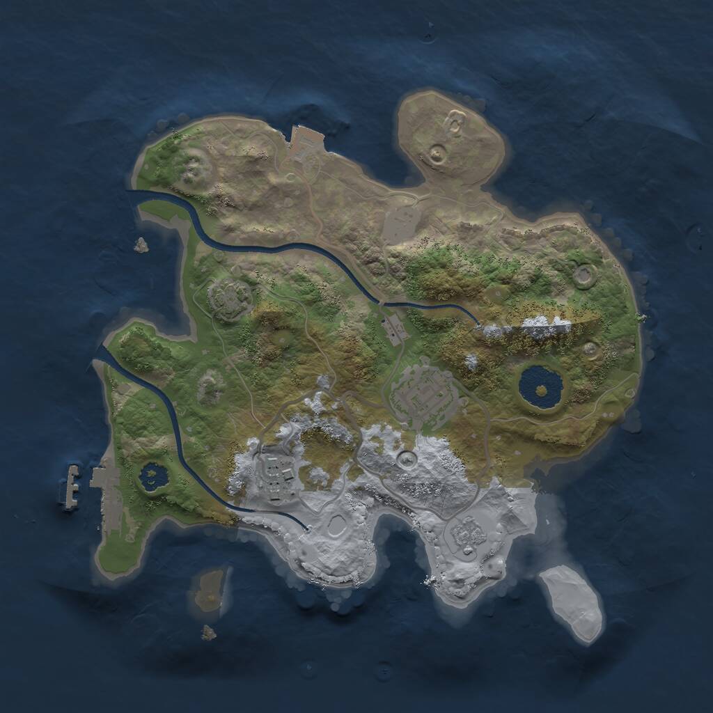 Rust Map: Procedural Map, Size: 2500, Seed: 124124, 6 Monuments