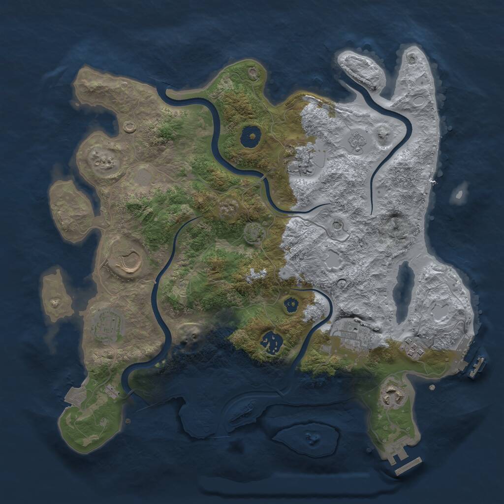 Rust Map: Procedural Map, Size: 3500, Seed: 963349686, 13 Monuments