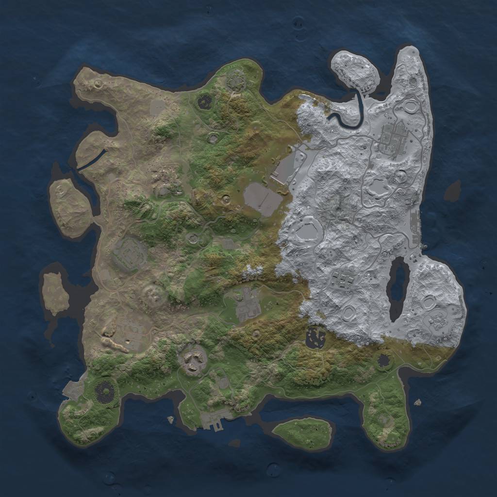 Rust Map: Procedural Map, Size: 3500, Seed: 963349686, 17 Monuments