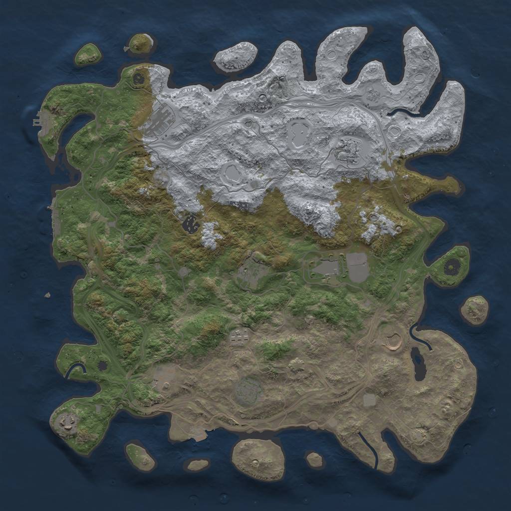 Rust Map: Procedural Map, Size: 4500, Seed: 3082024, 18 Monuments