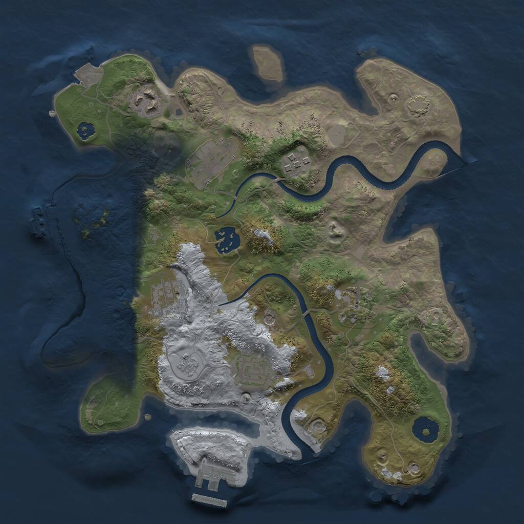 Rust Map: Procedural Map, Size: 3000, Seed: 2128781311, 13 Monuments