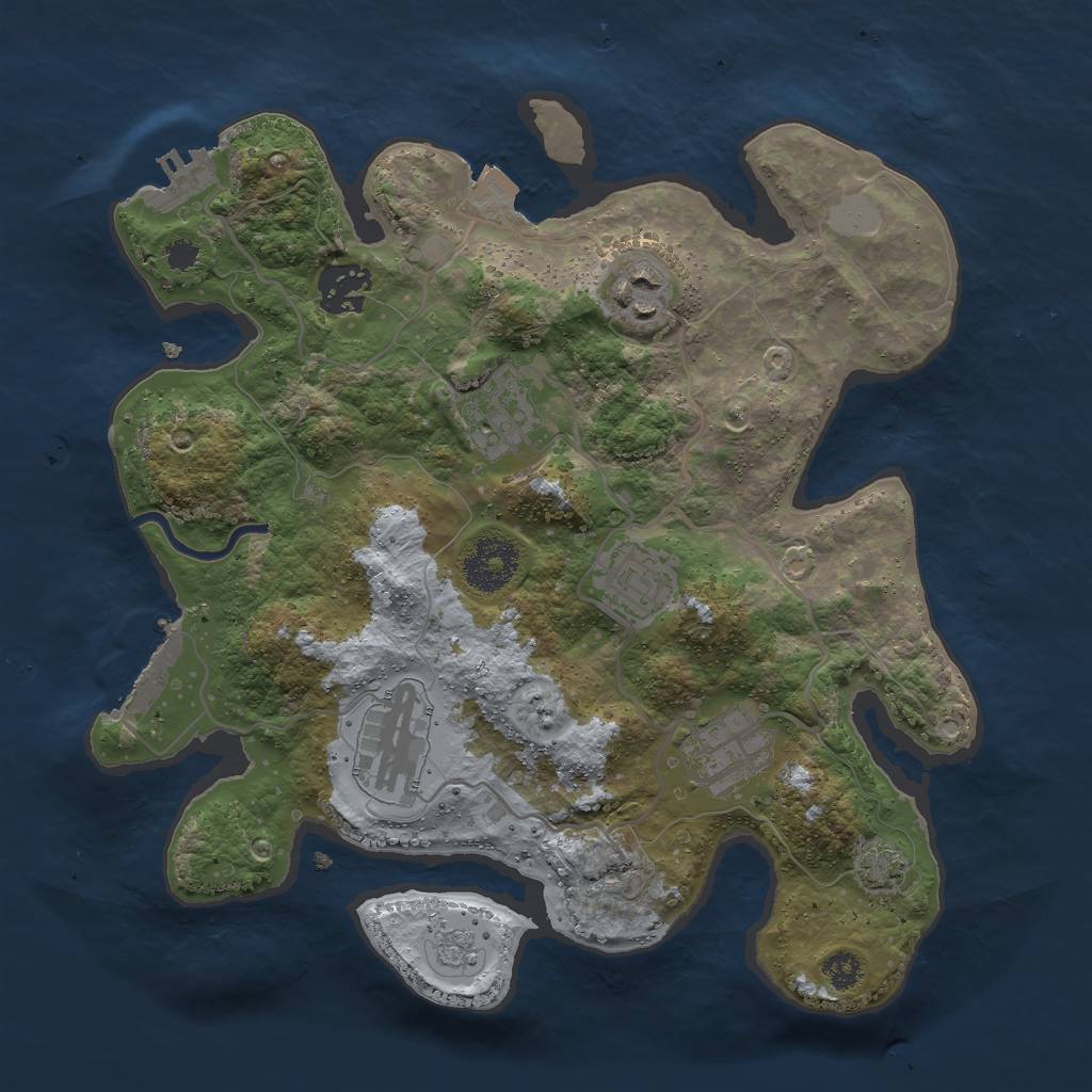 Rust Map: Procedural Map, Size: 3000, Seed: 2128781311, 13 Monuments