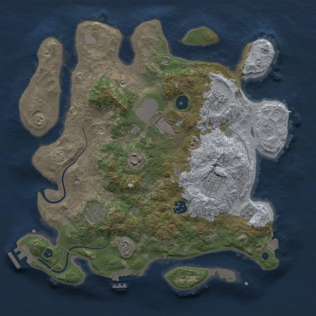 Rust Map: Procedural Map, Size: 3500, Seed: 1342701018, 13 Monuments