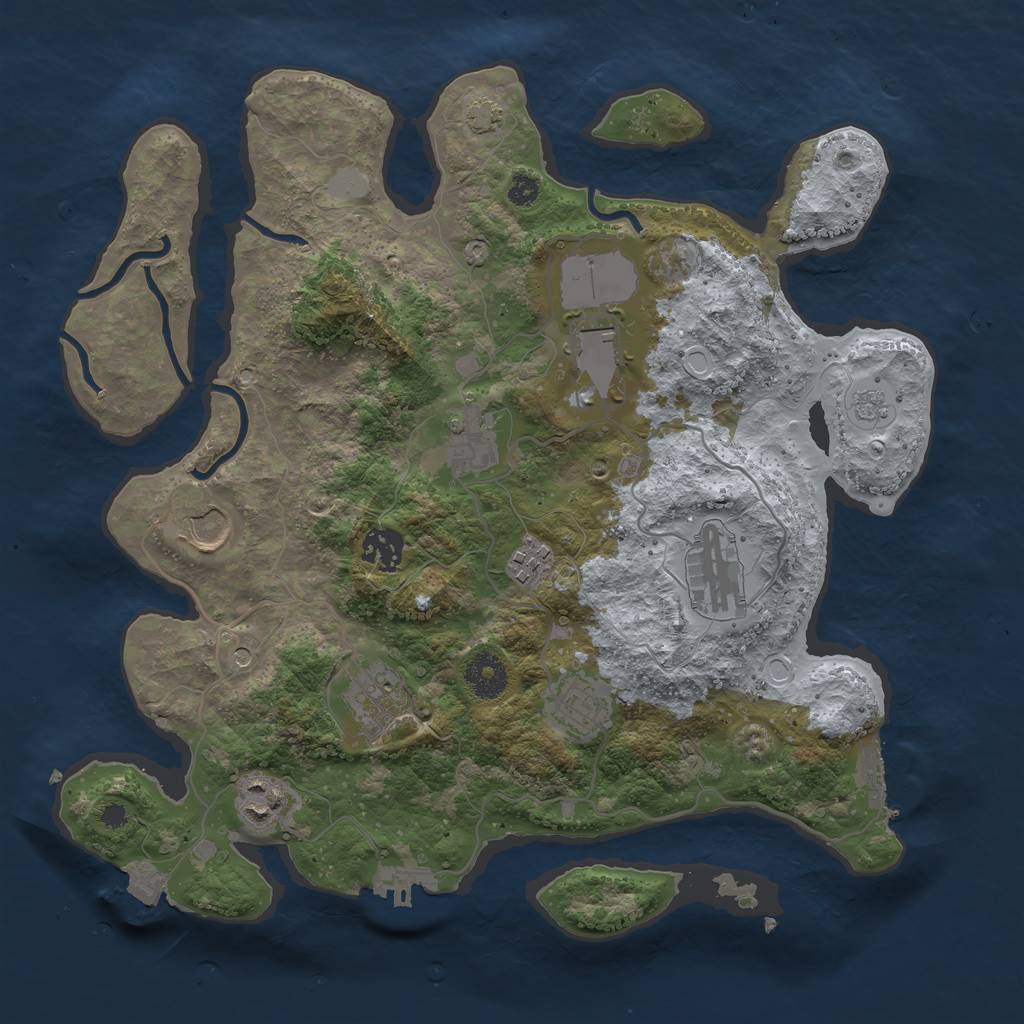 Rust Map: Procedural Map, Size: 3500, Seed: 1342701018, 17 Monuments