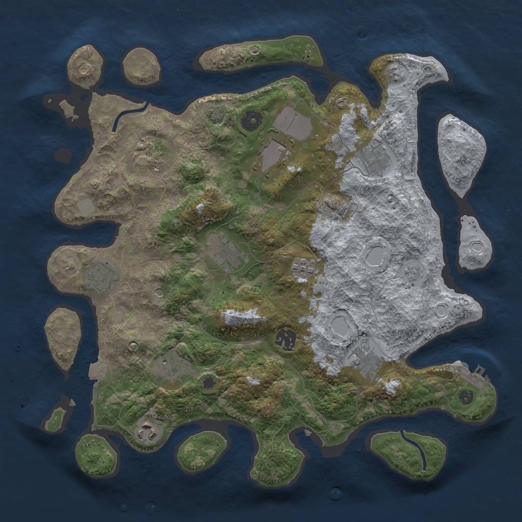 Rust Map: Procedural Map, Size: 3700, Seed: 1134058982, 17 Monuments