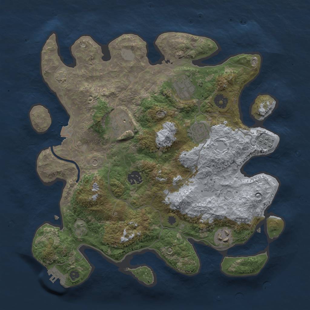 Rust Map: Procedural Map, Size: 3300, Seed: 45000, 13 Monuments