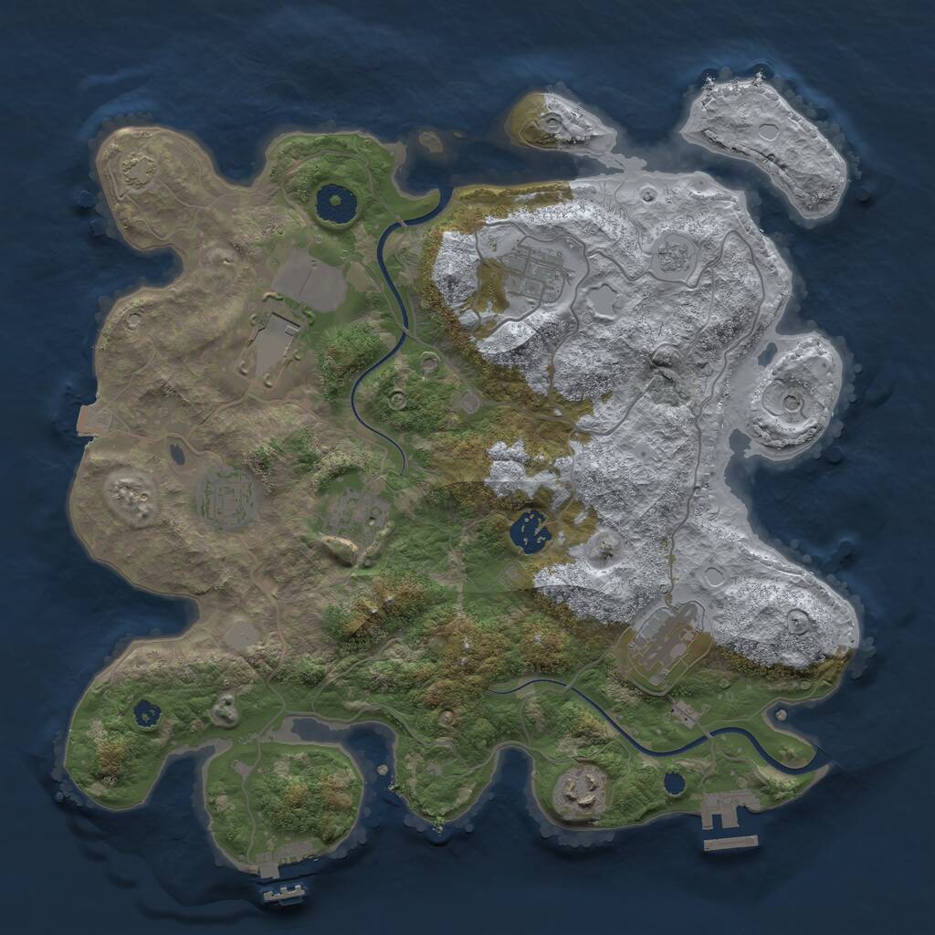 Rust Map: Procedural Map, Size: 3500, Seed: 1928570501, 13 Monuments