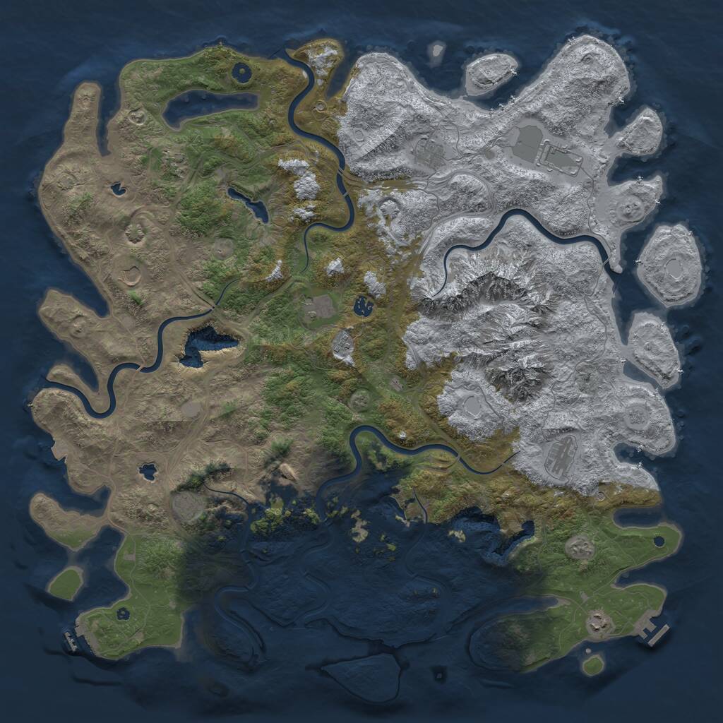Rust Map: Procedural Map, Size: 5500, Seed: 434555444, 17 Monuments
