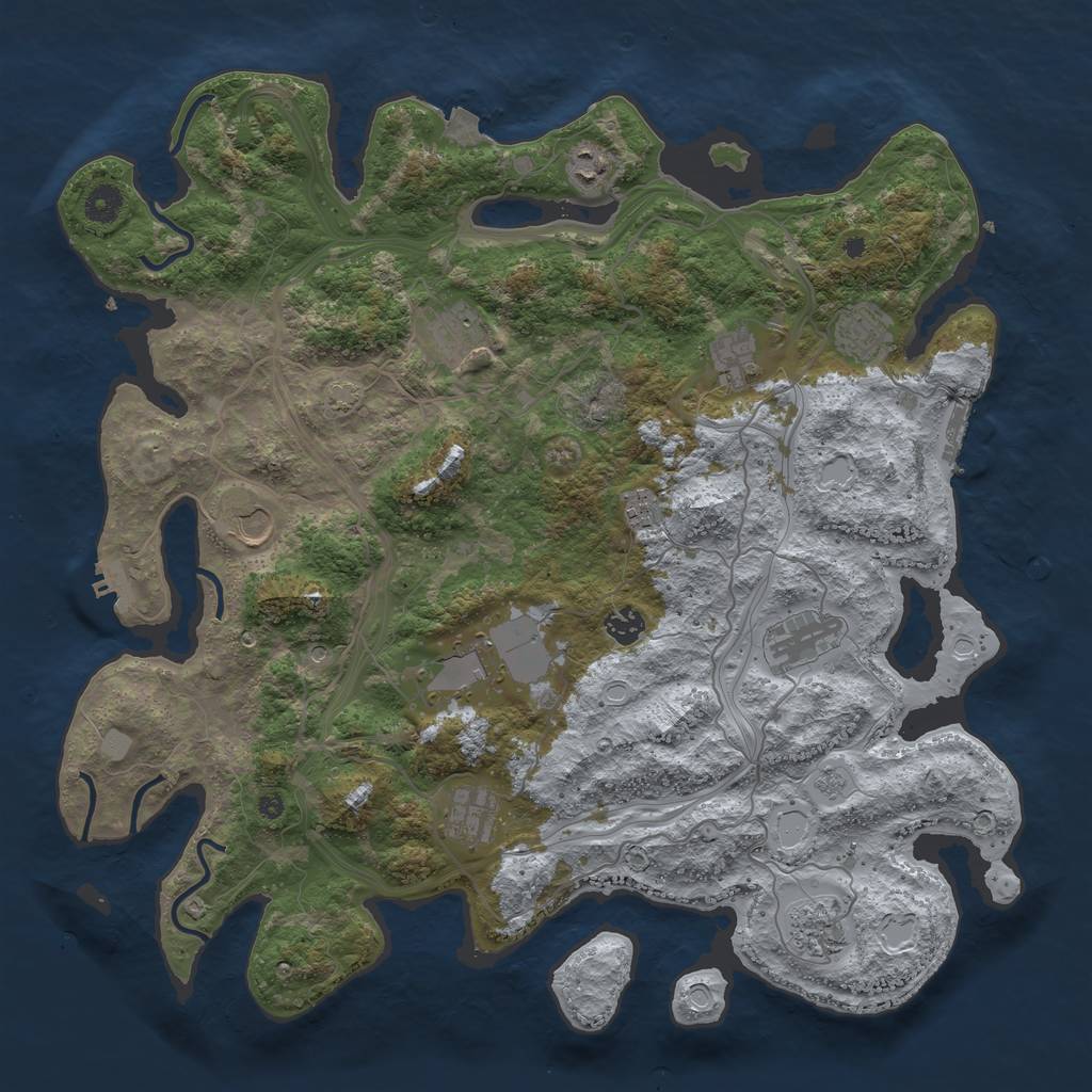 Rust Map: Procedural Map, Size: 4300, Seed: 516432, 19 Monuments