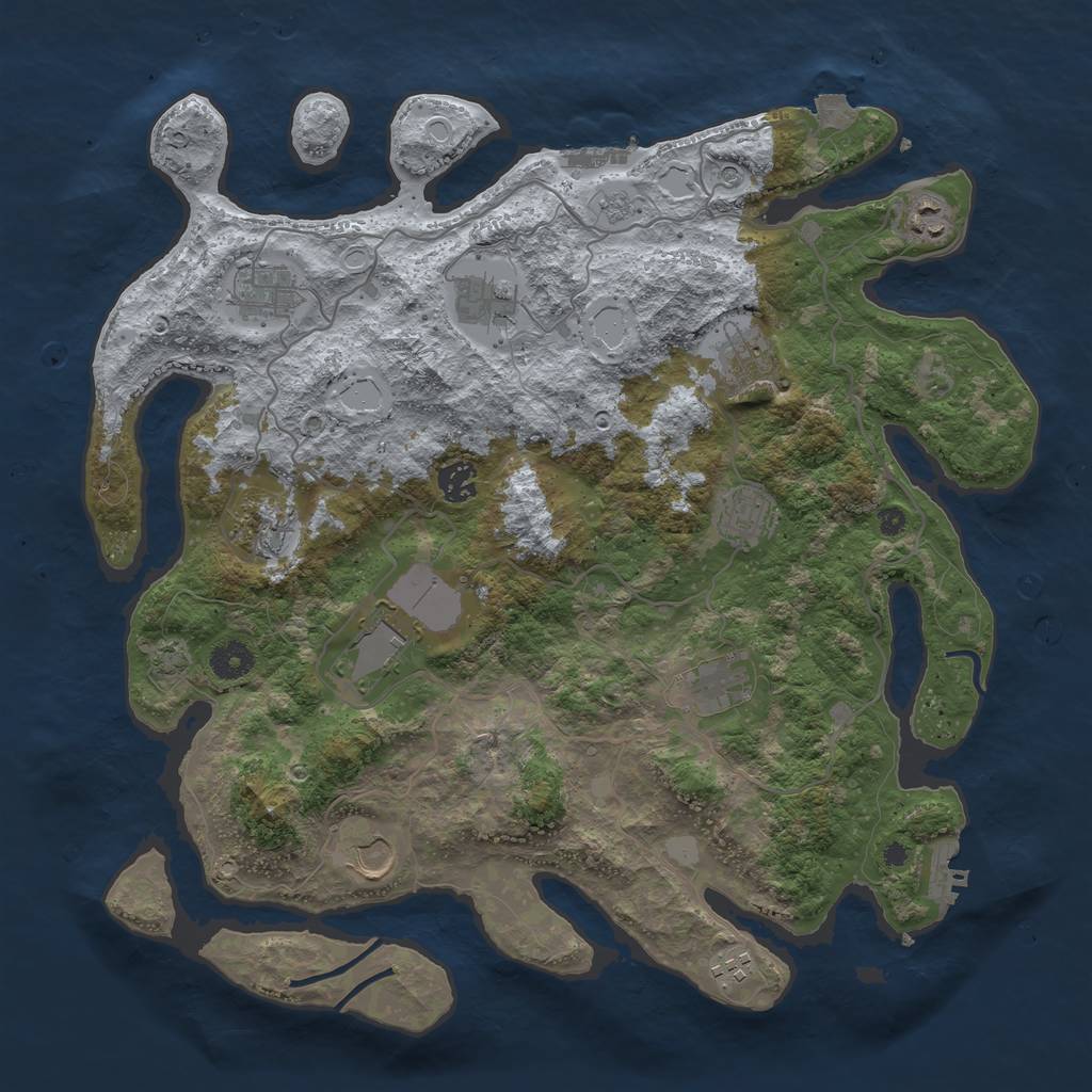 Rust Map: Procedural Map, Size: 4000, Seed: 859489875, 19 Monuments