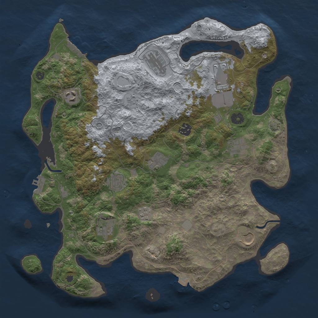Rust Map: Procedural Map, Size: 3800, Seed: 1924141110, 18 Monuments