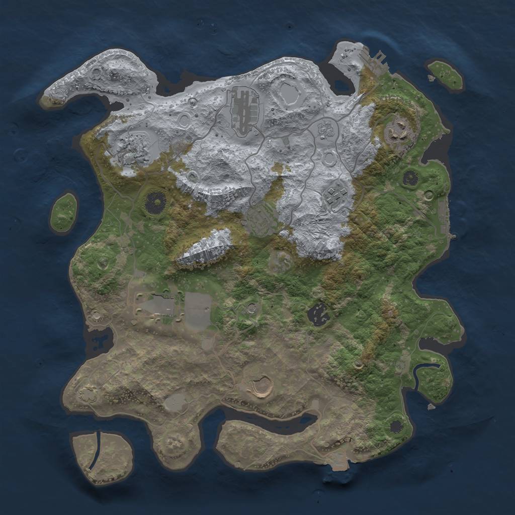 Rust Map: Procedural Map, Size: 3500, Seed: 435390538, 16 Monuments
