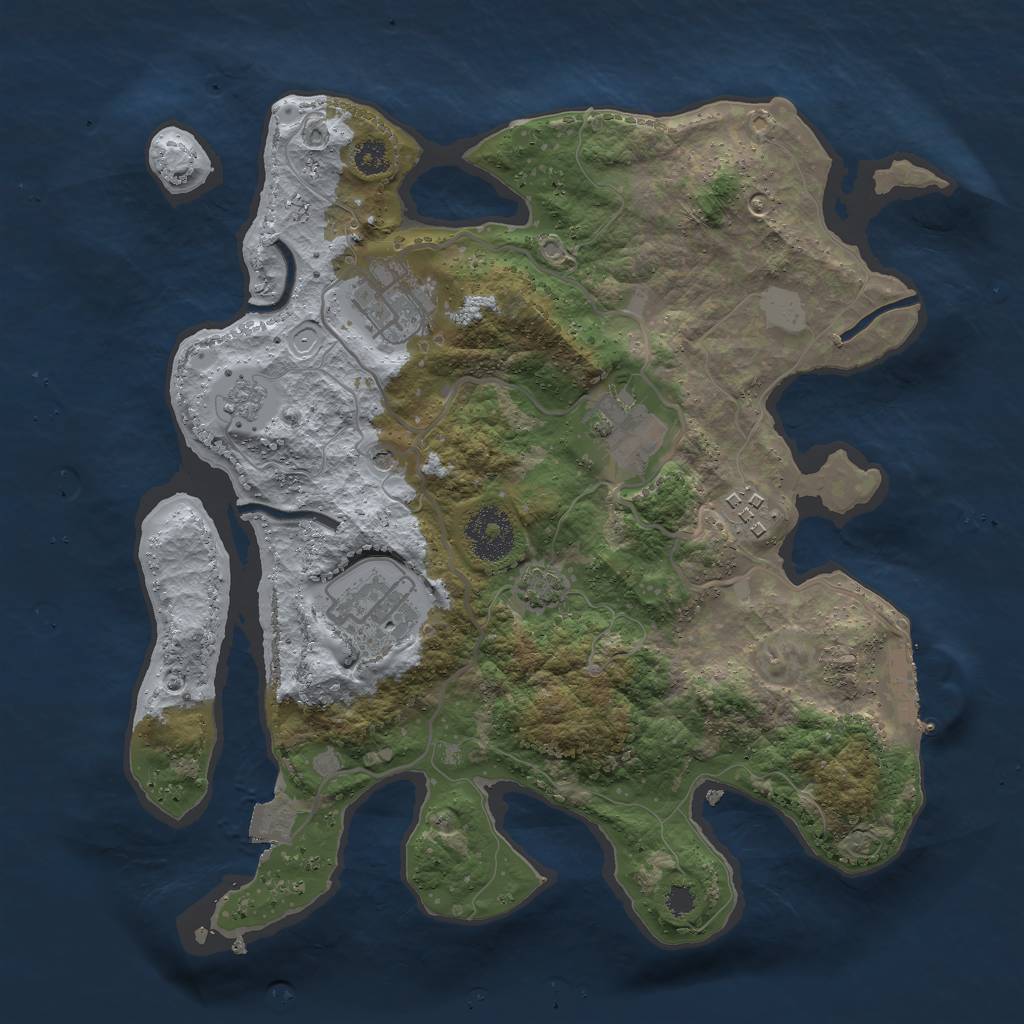 Rust Map: Procedural Map, Size: 3000, Seed: 1945529144, 11 Monuments