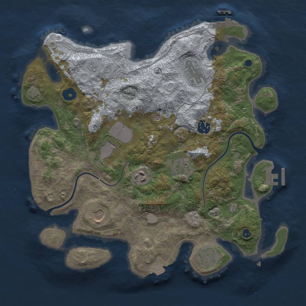 Rust Map: Procedural Map, Size: 3500, Seed: 387728547, 14 Monuments