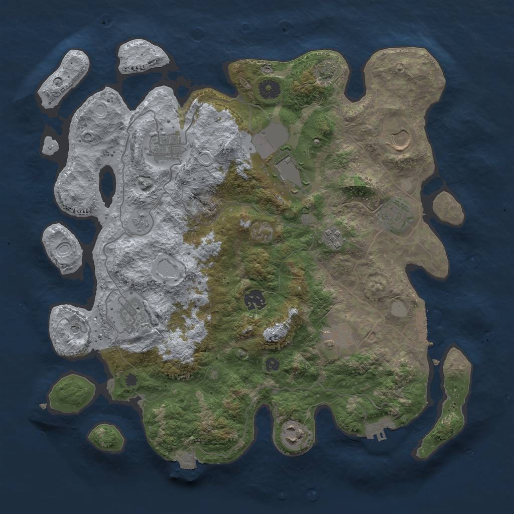 Rust Map: Procedural Map, Size: 3700, Seed: 683267938, 17 Monuments