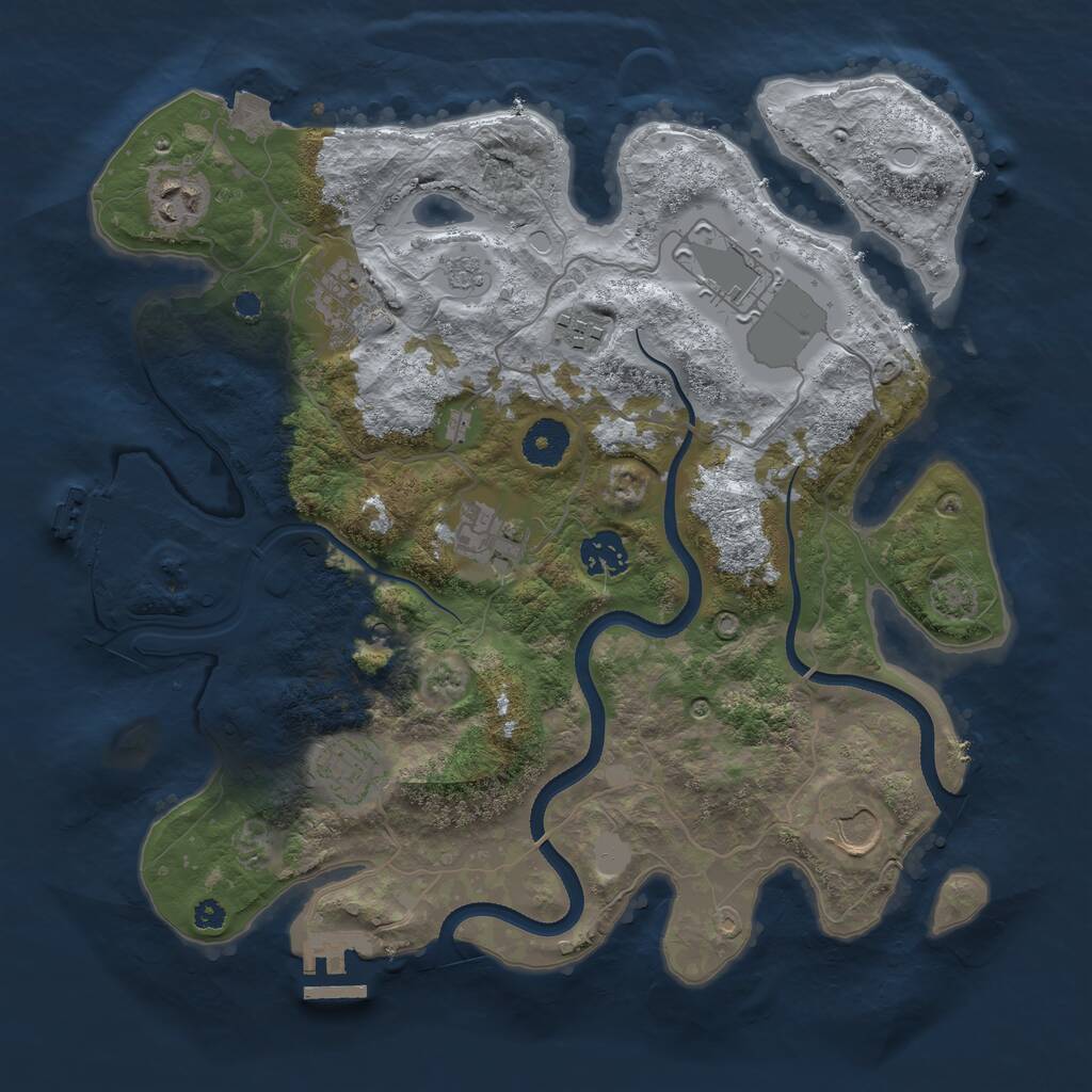Rust Map: Procedural Map, Size: 3500, Seed: 306717788, 14 Monuments