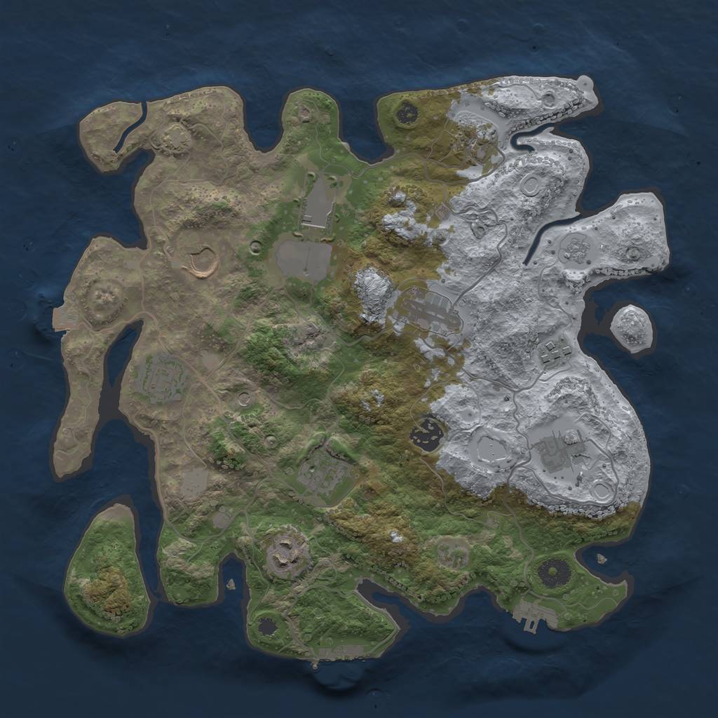 Rust Map: Procedural Map, Size: 3500, Seed: 299743605, 18 Monuments