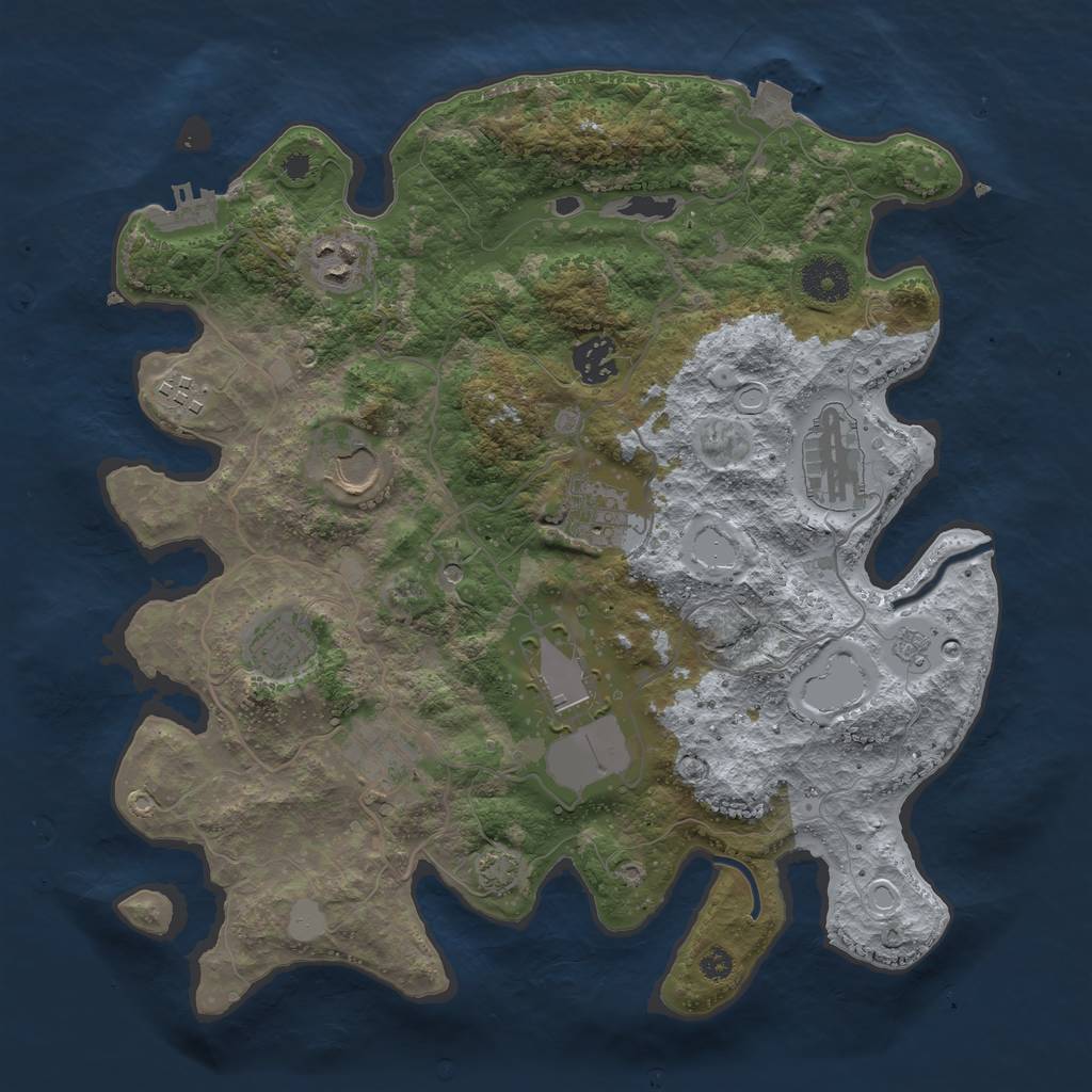 Rust Map: Procedural Map, Size: 3500, Seed: 107081222, 16 Monuments