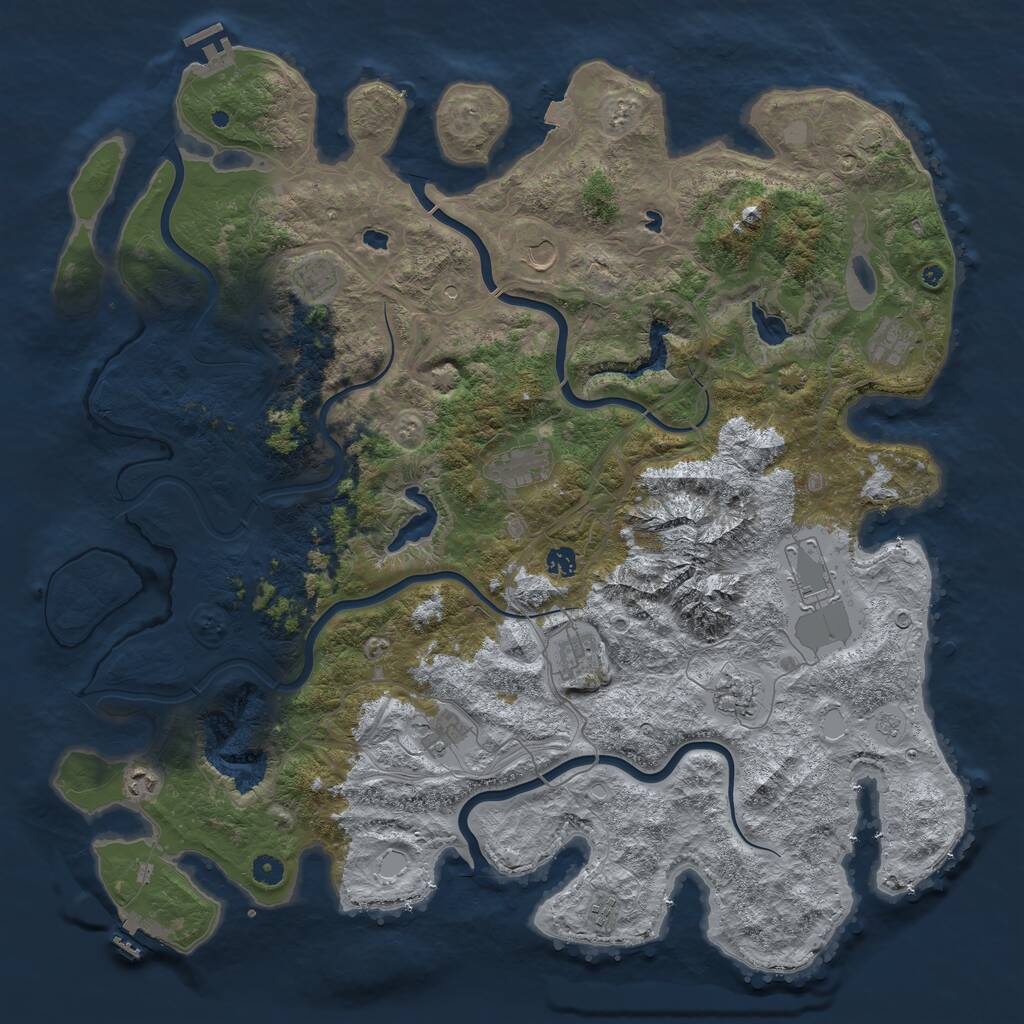 Rust Map: Procedural Map, Size: 5000, Seed: 6032105, 17 Monuments