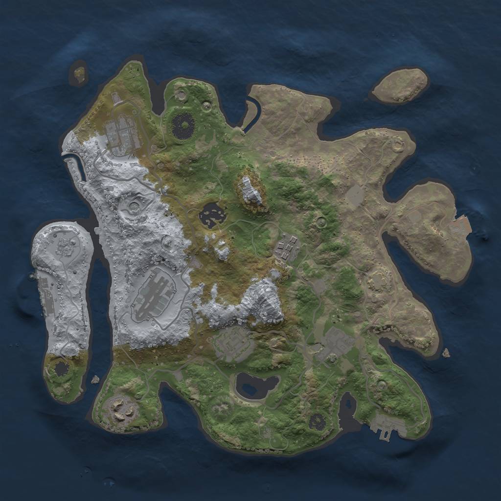 Rust Map: Procedural Map, Size: 3000, Seed: 1390618283, 15 Monuments