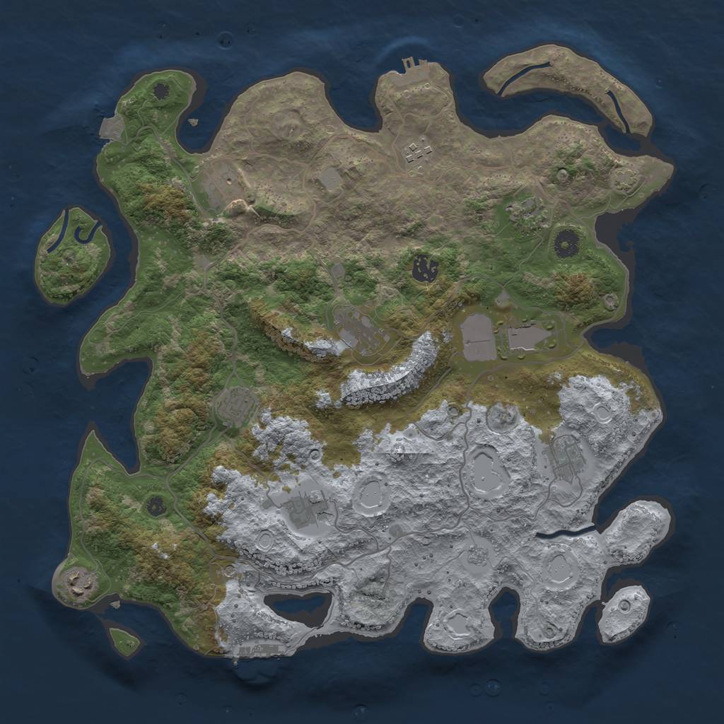 Rust Map: Procedural Map, Size: 4000, Seed: 149866417, 18 Monuments