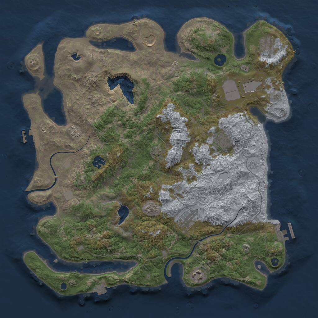 Rust Map: Procedural Map, Size: 4000, Seed: 37311, 14 Monuments